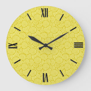 Relógio Grande Padrão de espiral japonês - mostarda e amarelo c
