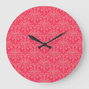 Relógio Grande Padrão de estilo damaço vitoriano vermelho e rosa