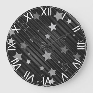 Relógio Grande Padrão de estrelas pretas