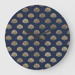 Relógio Grande Padrão de Flor de Deco de Arte Vintage Dourada e M