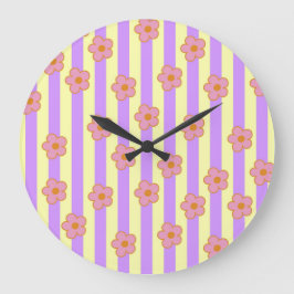 Relógio Grande Padrão de Flor de Estirpe Roxo Retroativo