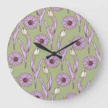 Padrão de Flor de Hippie Funky Y2K Retro Roxo Verd