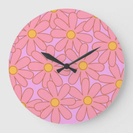 Relógio Grande Padrão de Flor Simples, Floral Púrpura, de pré-dis