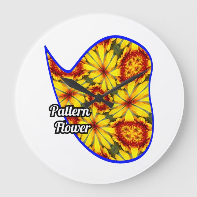 Relógio Grande Padrão de Flores de ouro (Frente)