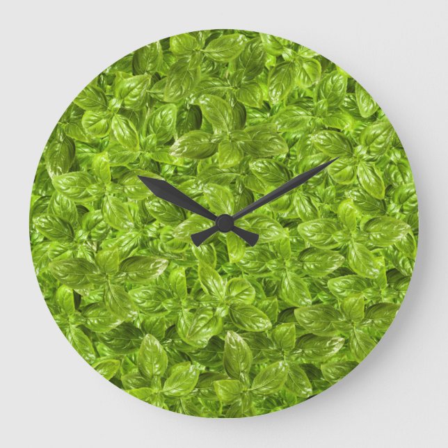 Relógio Grande Padrão de Folhas de Basil (Frente)