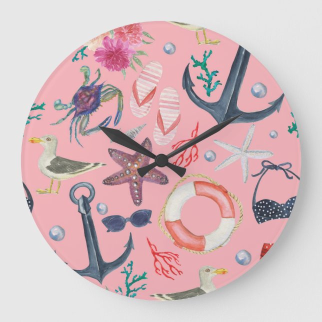 Relógio Grande Padrão de Frigorífico de Âncora de Água Náutica (Frente)