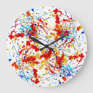 Relógio Grande Padrão de Fundo Branco das Manchas de Aquarela