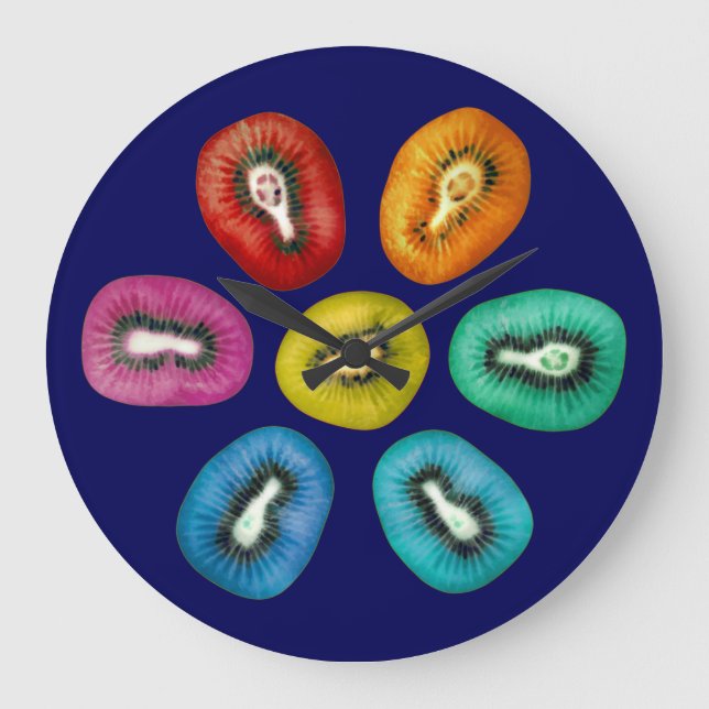 Relógio Grande Padrão de Kiwi Multicolor (Frente)