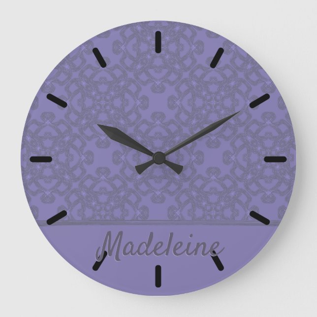 Relógio Grande Padrão de lavanda personalizado (Frente)
