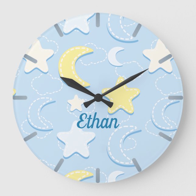 Relógio Grande Padrão de Lua e Estrelas (Frente)