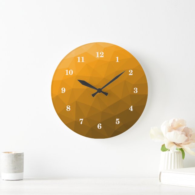 Relógio Grande Padrão de malha geométrica do gradiente laranja (Lar)