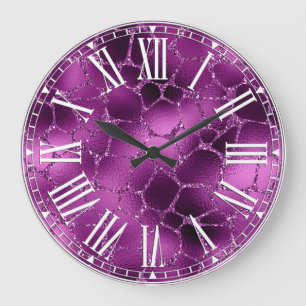 Relógio Grande Padrão de Manchas de Girafa com Glitter Glam Ombre