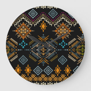 Relógio Grande Padrão De Ornamento De Boho Étnico Sem Olhos