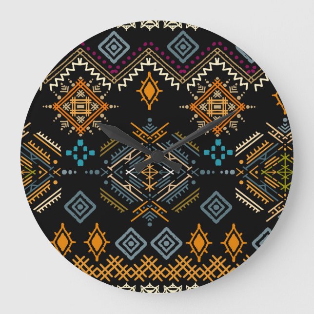 Relógio Grande Padrão De Ornamento De Boho Étnico Sem Olhos (Frente)