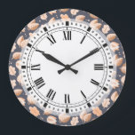 Relógio Grande Padrão de outono de Deco de Arte Elegante deixa ou<br><div class="desc">Estilo de Deco da Arte Elegante padrão de outono de folhas em queda,  folhagem em cinza e ouro.</div>