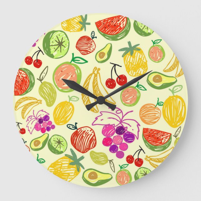 Relógio Grande Padrão de porta de fruta (Frente)