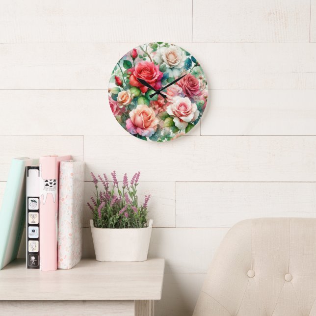 Relógio Grande Padrão de Rosa Caprichosa (Sala de leitura)