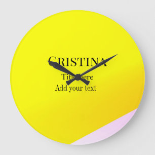 Relógio Grande Padrão de texto abstrato rosa amarelo adicionar no