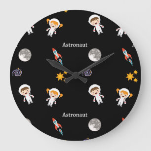 Relógio Grande Padrão de trabalho astronauta em preto