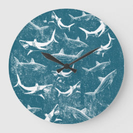 Relógio Grande Padrão de Tubarão Azul em Descamação