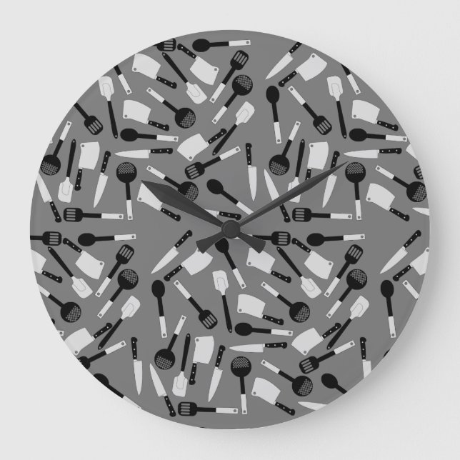 Relógio Grande Padrão de Utensílios de cozinhar (Frente)