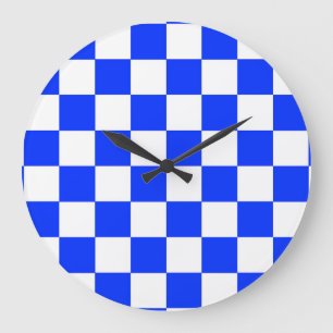 Relógio Grande Padrão de Verificação Branco Azul
