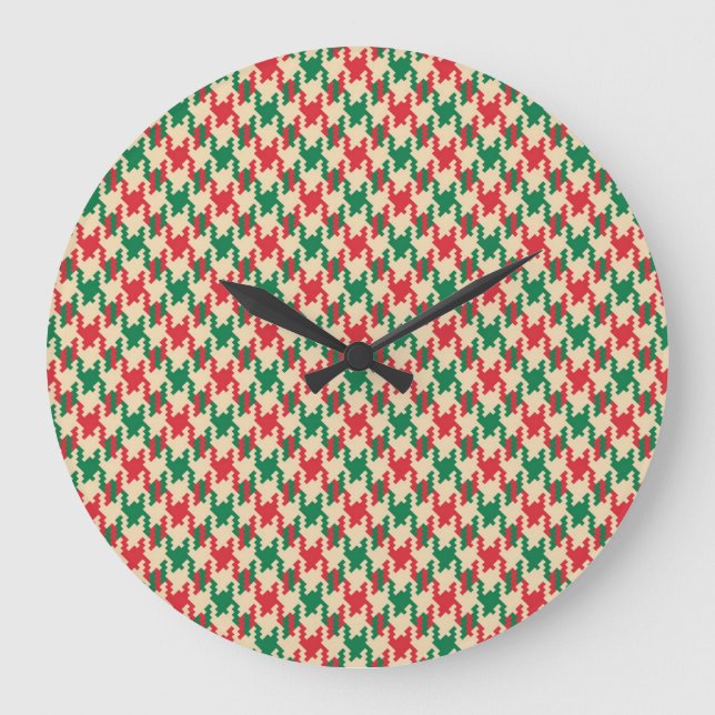 Relógio Grande Padrão de verificação de houndstooth, design de de (Frente)