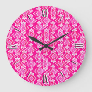 Relógio Grande Padrão de wallpaper Art Deco, Fúchsia Rosa
