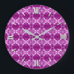 Relógio Grande Padrão de wallpaper Art Deco - roxo profundo e bra<br><div class="desc">Papel de parede / padrão ladrilhado de cor variável,  branco e violeta,  de cor branca,  com fundo roxo profundo sólido / beringelas / beringela</div>