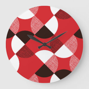 Relógio Grande Padrão Dinâmico Diagonal Texturizado Vermelho