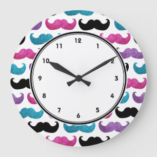 Relógio Grande Padrão do bigode feminino (Púrpura Cor-de-rosa a