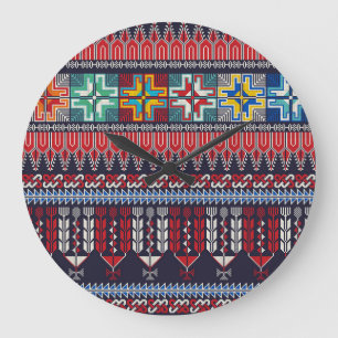 Relógio Grande Padrão do bordado palestino Motif.