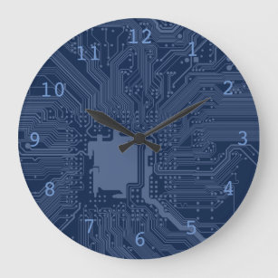 Relógio Grande Padrão do circuito da placa-mãe do Geek azul