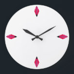 Relógio Grande Padrão do ventilador Art Deco em pinks Large Clock<br><div class="desc">Criado do padrão clássico do ventilador do deco de arte recriado em tons de rosa,  vermelho e preto</div>