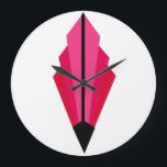 Relógio Grande Padrão do ventilador Art Deco em vermelho<br><div class="desc">Criado do padrão clássico do ventilador do deco de arte em várias cores para se adequar à maior parte do decor</div>