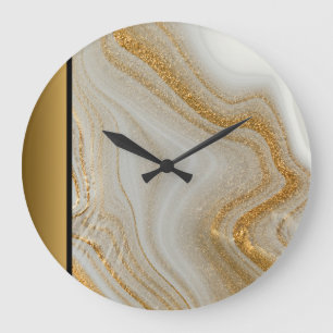 Relógio Grande Padrão Dourado de mármore elegante e moderno em ch