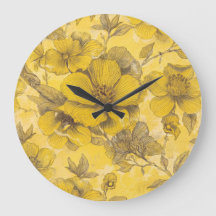 Padrão Floral Botânico Amarelo Vintage