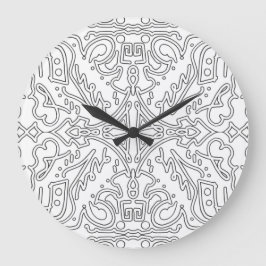 Relógio Grande Padrão Floral Cinza Minimalista