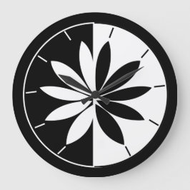 Relógio Grande Padrão Floral do Círculo Negro e Branco