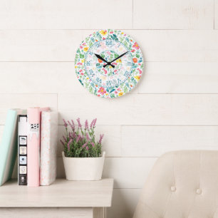 Relógio Grande Padrão Floral enquanto a aquarela sonha ousado