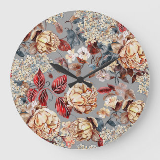 Relógio Grande Padrão floral, estilo art nouveau