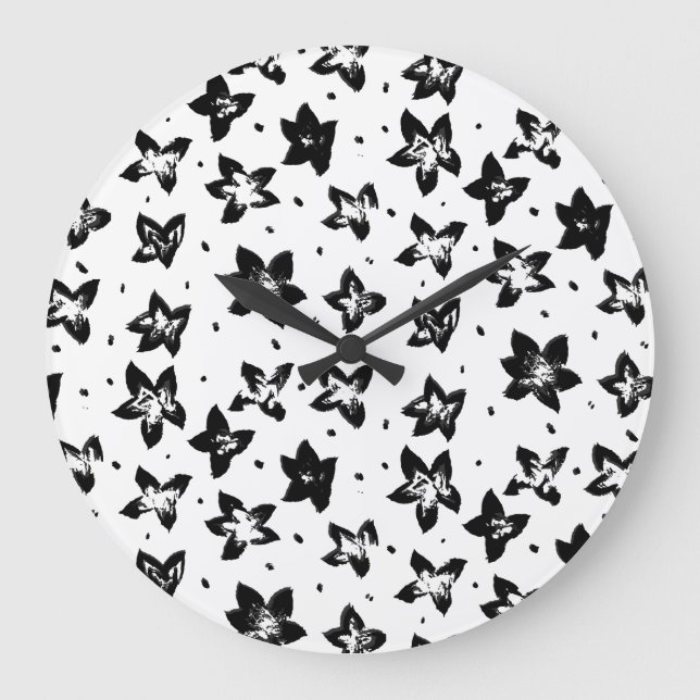 Relógio Grande Padrão Floral Reconstruído - Gótico acromático (Frente)