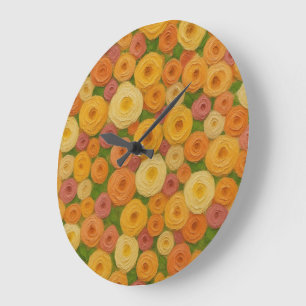 Relógio Grande Padrão Floral Sem Costura de Outono Quente Pintura