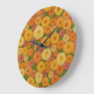 Relógio Grande Padrão Floral Sem Costura de Outono Quente Pintura