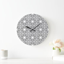 Padrão geométrico floral preto e branco