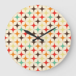Relógio Grande Padrão Geométrico Retroativo das Estrelas Colorida