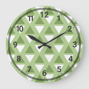 Relógio Grande Padrão geométrico verde pastel simples