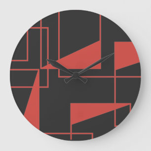 Relógio Grande Padrão geométrico vermelho, moderno, dinâmico,