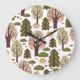 Relógio Grande Padrão Invisível da Floresta do outono de abstrato