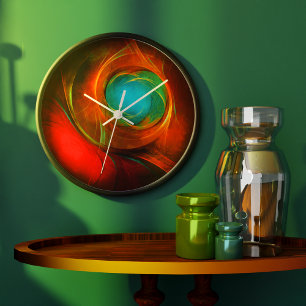 Relógio Grande Padrão Legal de Abstrato de Arte Fina Azul Moderna